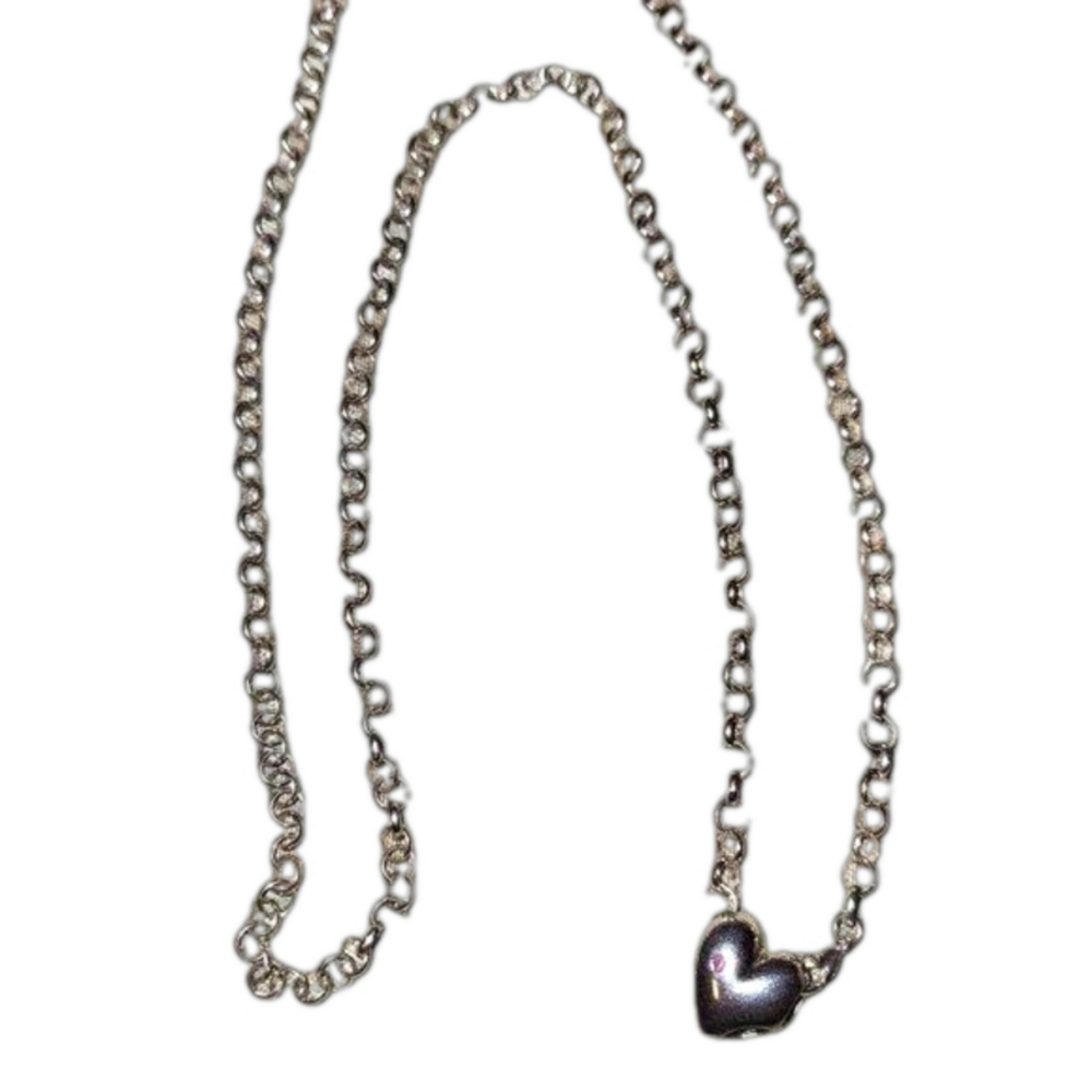 Silvertone Heart Pendant Necklace